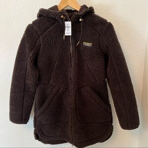 LL Bean Mountain Pile Fleece Jacket Size XS Petite Black Coffee Color